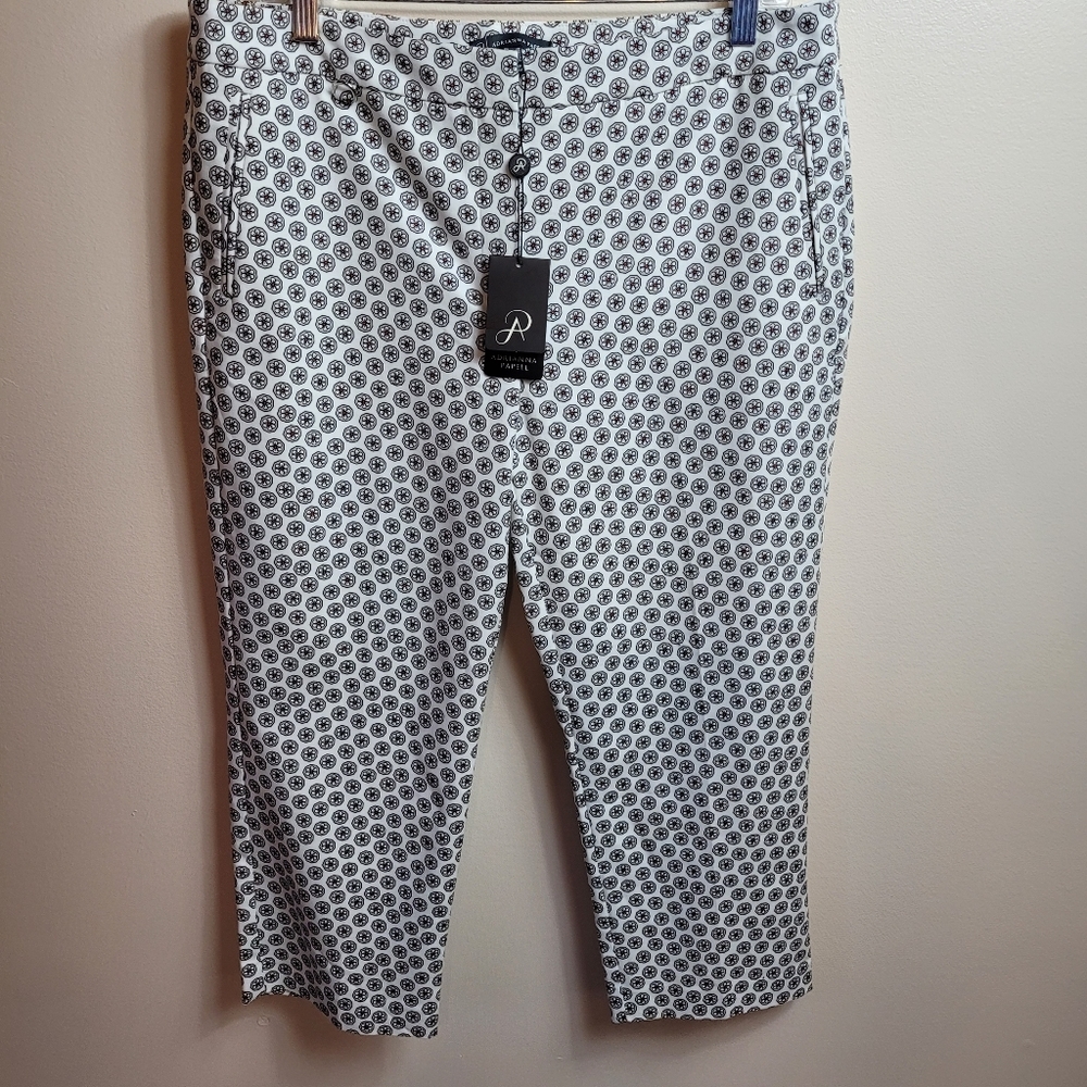 Adrianna Papell Women's Size 14 Crop Pants Skinny Stretch Print Career Casual